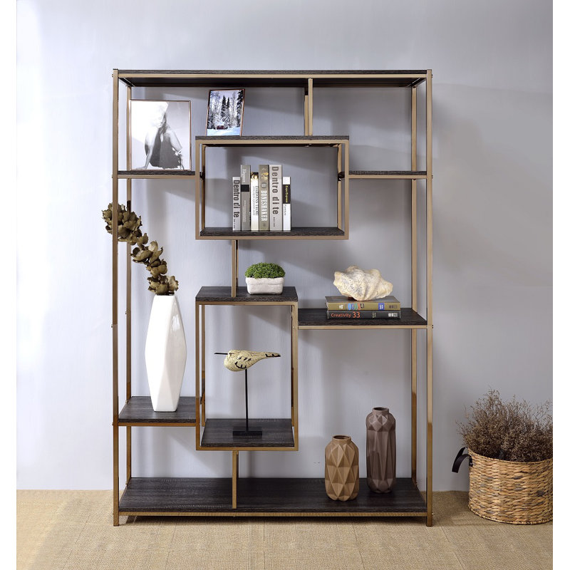 Everly Quinn Mathews Metal Etagere Bookcase Wayfair